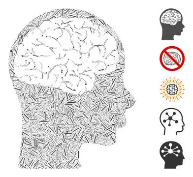 Hatch Mosaic Brain Icon イラスト素材