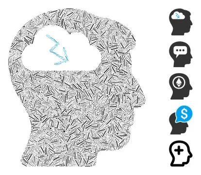 Hatch Mosaic Brainstorming Icon 스톡 일러스트