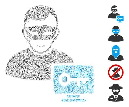 Hatch Mosaic Computer Hacker Icon Stock Illustration