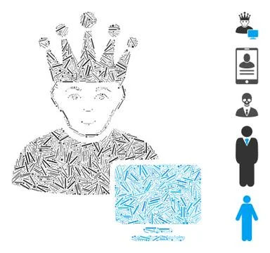 Hatch Mosaic Computer Moderator Icon Illustrazione stock