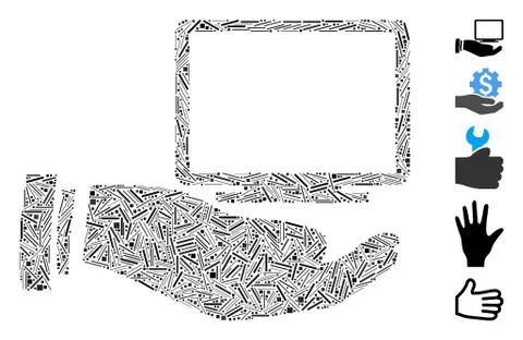 Hatch Mosaic Computer Offer Hand Stock Illustration