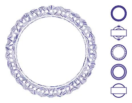 Hatch Mosaic Dotted Rosette Circular Frame Icon Stock Illustration