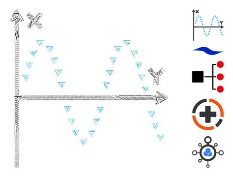 Hatch Mosaic Dotted Sine Plot Icon Ilustración de archivo