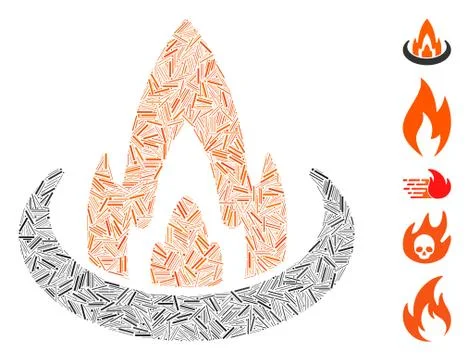 Hatch Mosaic Fire Location Icon Illustrazione stock