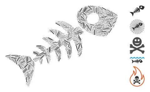 Hatch Mosaic Fish Skeleton Icon Stock Illustration