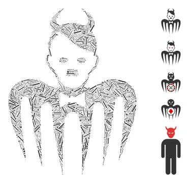 Hatch Mosaic Hitler Spectre Devil Icon 스톡 일러스트