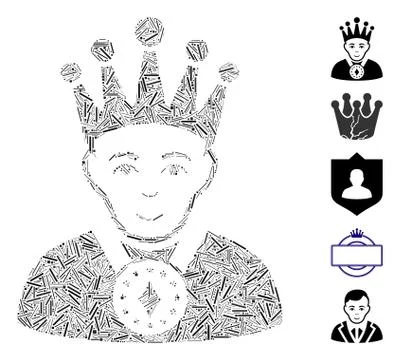 Hatch Mosaic King Icon Stock Illustration
