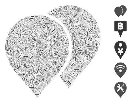 Hatch Mosaic Map Pointers Icon Illustrazione stock