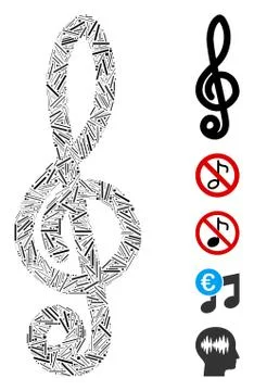 Hatch Mosaic Musical Notation Icon Stock Illustration