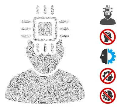 Hatch Mosaic Neuro Interface Stock Illustration