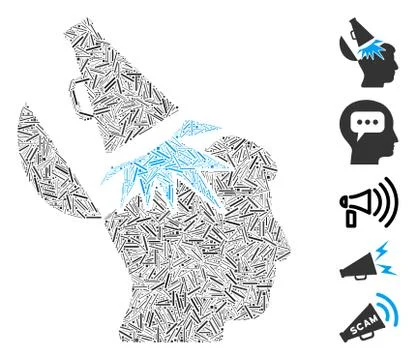 Hatch Mosaic Open Mind Megaphone Icon Stock Illustration