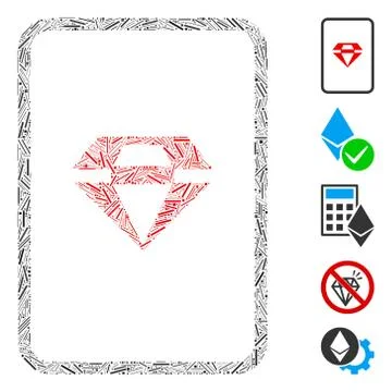 Hatch Mosaic Ruby Gambling Card Icon Illustrazione stock