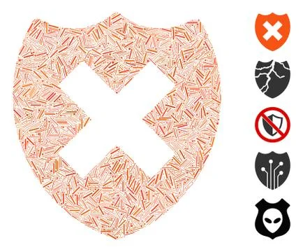 Hatch Mosaic Security Shield Fail Icon Stock Illustration