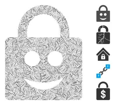 Hatch Mosaic Smiled Lock Icon 库存插图