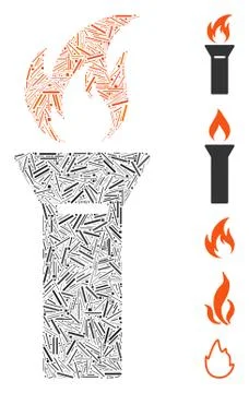 Hatch Mosaic Torch Flame Icon イラスト素材