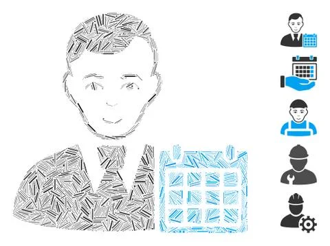 Hatch Mosaic User Calendar Icon Stock Illustration