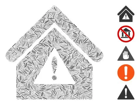 Hatch Mosaic Warning Building Icon Ilustração Stock