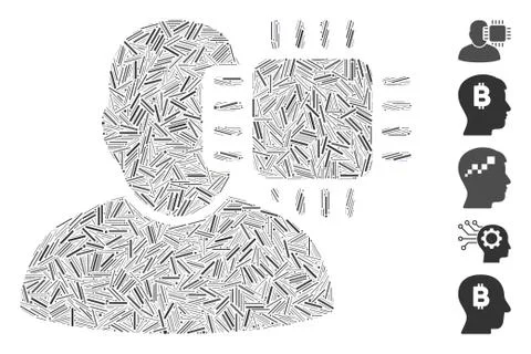 Hatch Neuro Interface Icon Vector Mosaic Stockillustratie