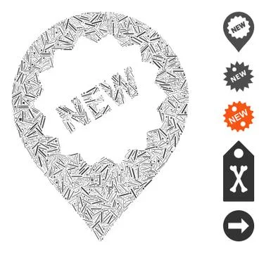 Hatch New Marker Icon Vector Collage 스톡 일러스트