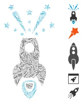 Hatch Space Rocket Boom Icon Vector Mosaic Stock Illustration