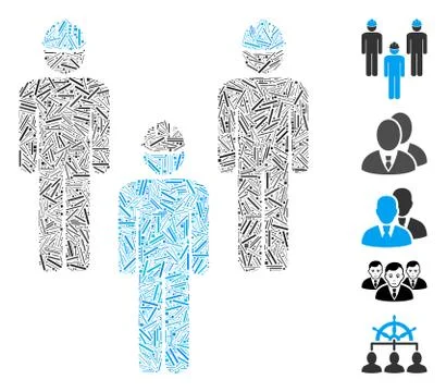 Hatch Standing Engineer Group Icon Vector Collage Stock Illustration