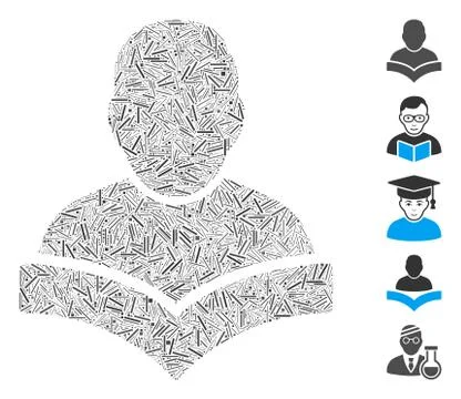 Hatch Student Icon Vector Mosaic Stock Illustration