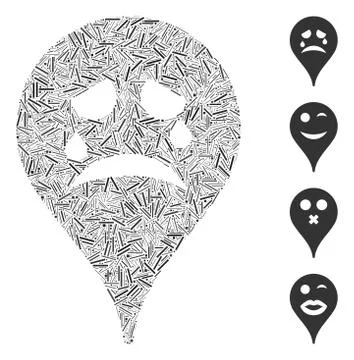 Hatch Tiers Smiley Map Marker Icon Vector Collage 스톡 일러스트