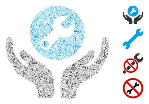 Hatch Wrench Maintenance Icon Vector Collage Illustrazione stock