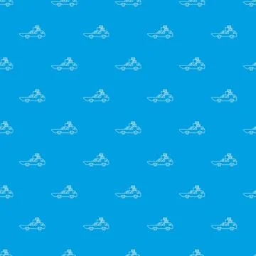 Hatchback with boxes pattern vector seamless blue Stock Illustration