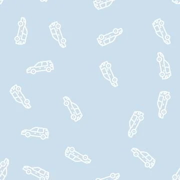 Hatchback car body type line vector seamless pattern 스톡 일러스트