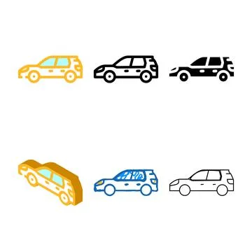 Hatchback car body type stylized color icon vector Stock Illustration