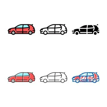 Hatchback car color forms icon vector Stock Illustration