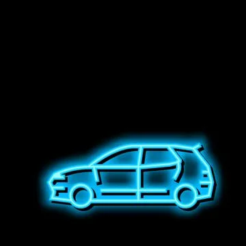 Hatchback car neon glow icon illustration Stock Illustration