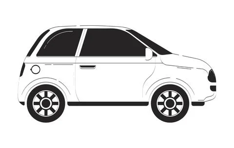 Hatchback car side view doodle linear object Stock Illustration