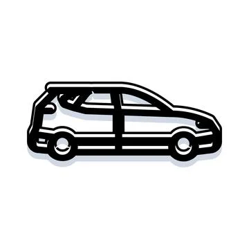 Hatchback car simple minimalist outline vector illustration Stock Illustration