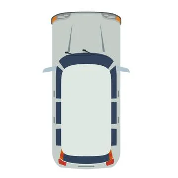 Hatchback Car top view. Realistic and flat color style design . Stock Illustration