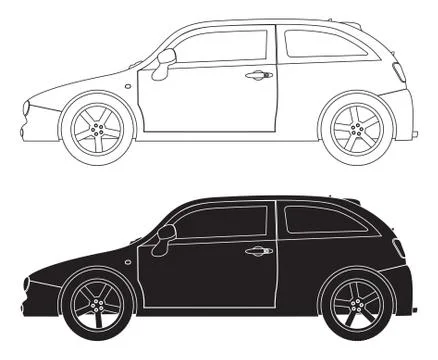 Hatchback Outlines Stock Illustration