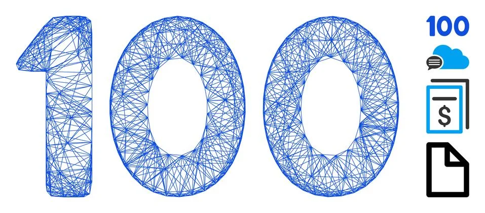 Hatched 100 Digits Text Vector Mesh Stock Illustration