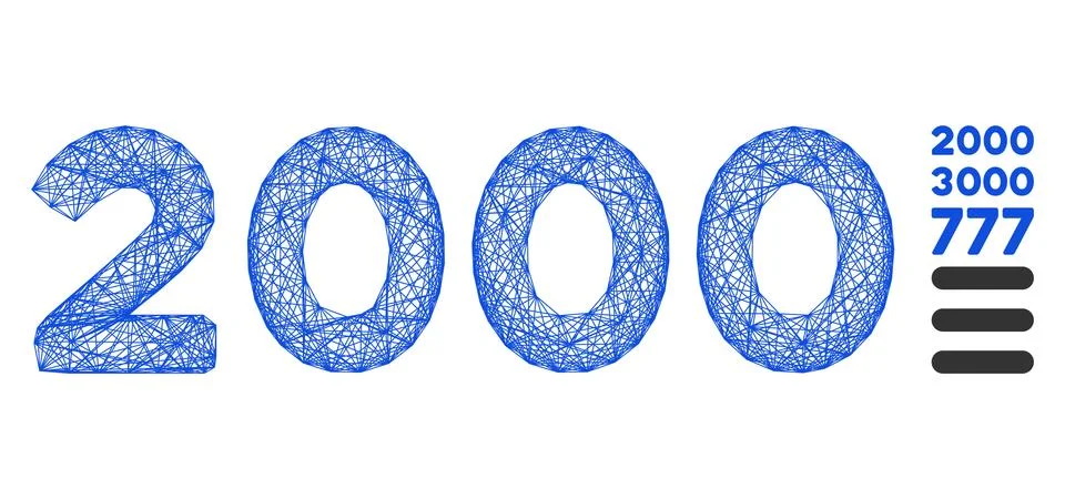 Hatched 2000 Digits Text Vector Mesh Stockillustratie