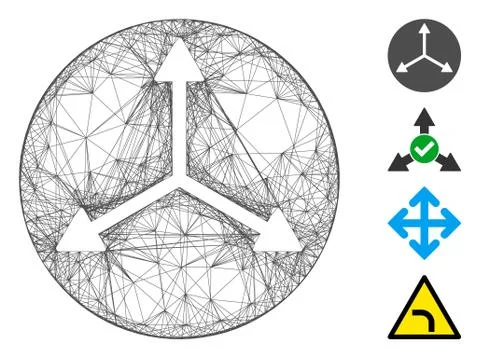 Hatched 3D Isometry Directions Vector Mesh Stock Illustration