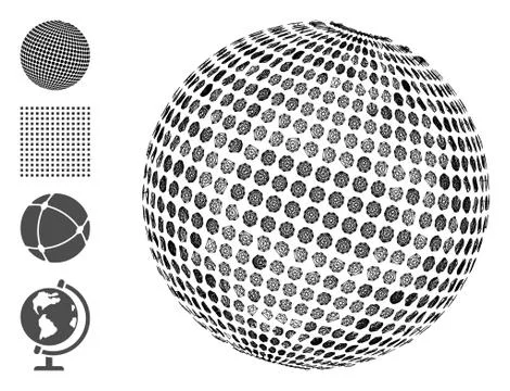 Hatched Abstract Dotted Sphere Vector Mesh Stock Illustration