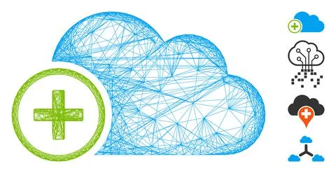 Hatched Add Cloud Vector Mesh Stockillustratie