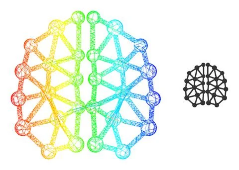 Hatched AI Structure Web Mesh Icon with Rainbow Gradient Illustrazione stock