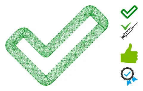 Hatched Apply Tick Vector Mesh Illustrazione stock