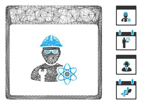 Hatched Atomic Engineer Calendar Page Vector Mesh Stock Illustration