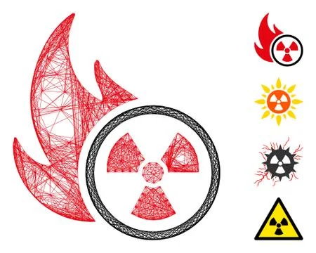 Hatched Atomic Fire Vector Mesh Illustrazione stock