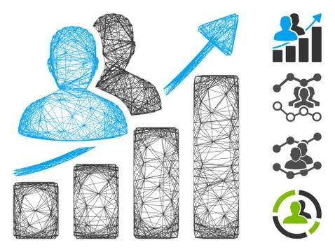 Hatched Audience Growth Bar Chart Vector Mesh 스톡 일러스트