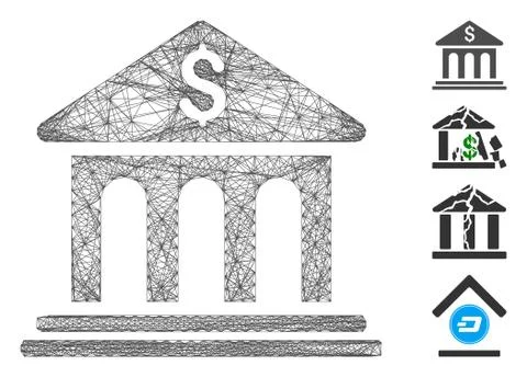 Hatched Bank Building Vector Mesh Ilustración de archivo