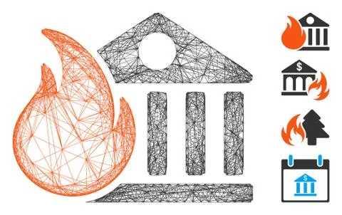 Hatched Bank Fire Conflagration Vector Mesh Stock Illustration