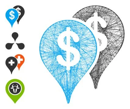 Hatched Bank Map Pointers Vector Mesh Illustrazione stock